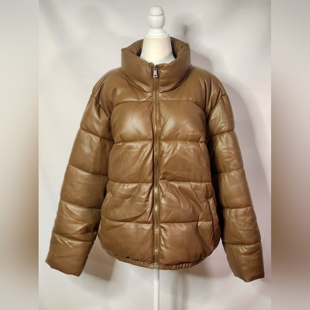 Sebby Women's Faux Leather Puffer Jacket, Puffy Coat - S.E.B. By SEBBY 2XL - Picture 9 of 13